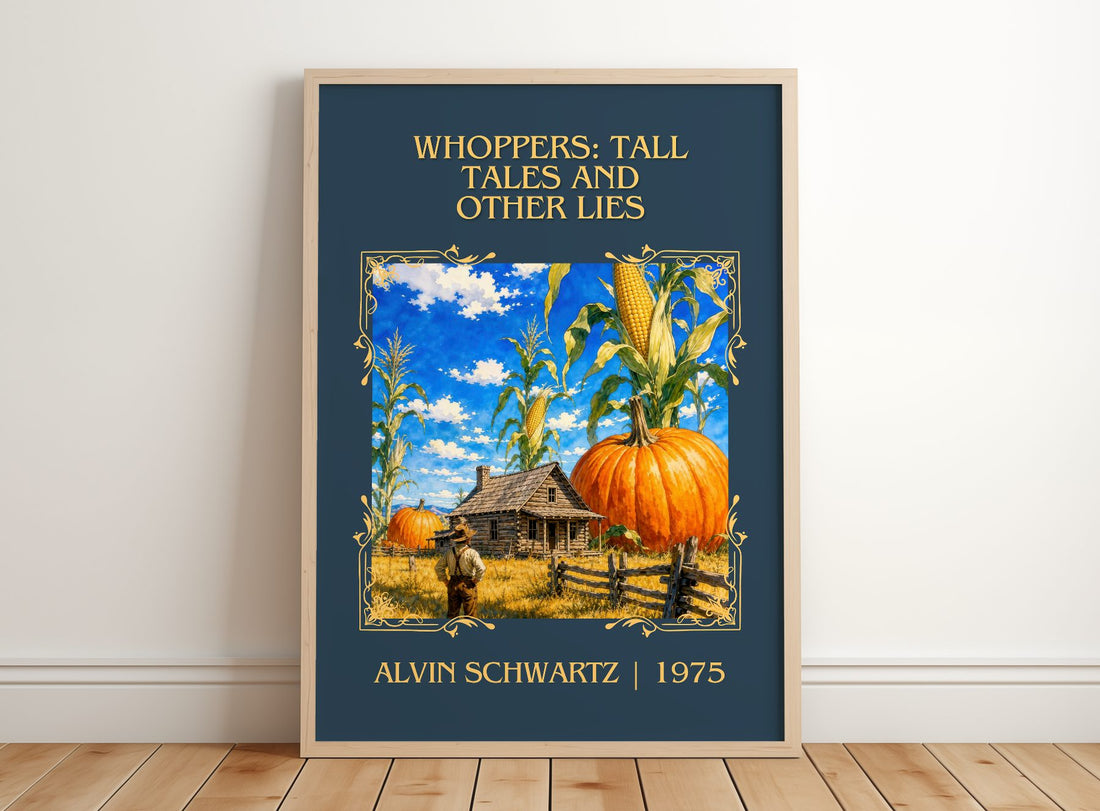 Whoppers: Tall Tales And Other Lies Classic Book Art Print – framed print leaning on a wooden floor