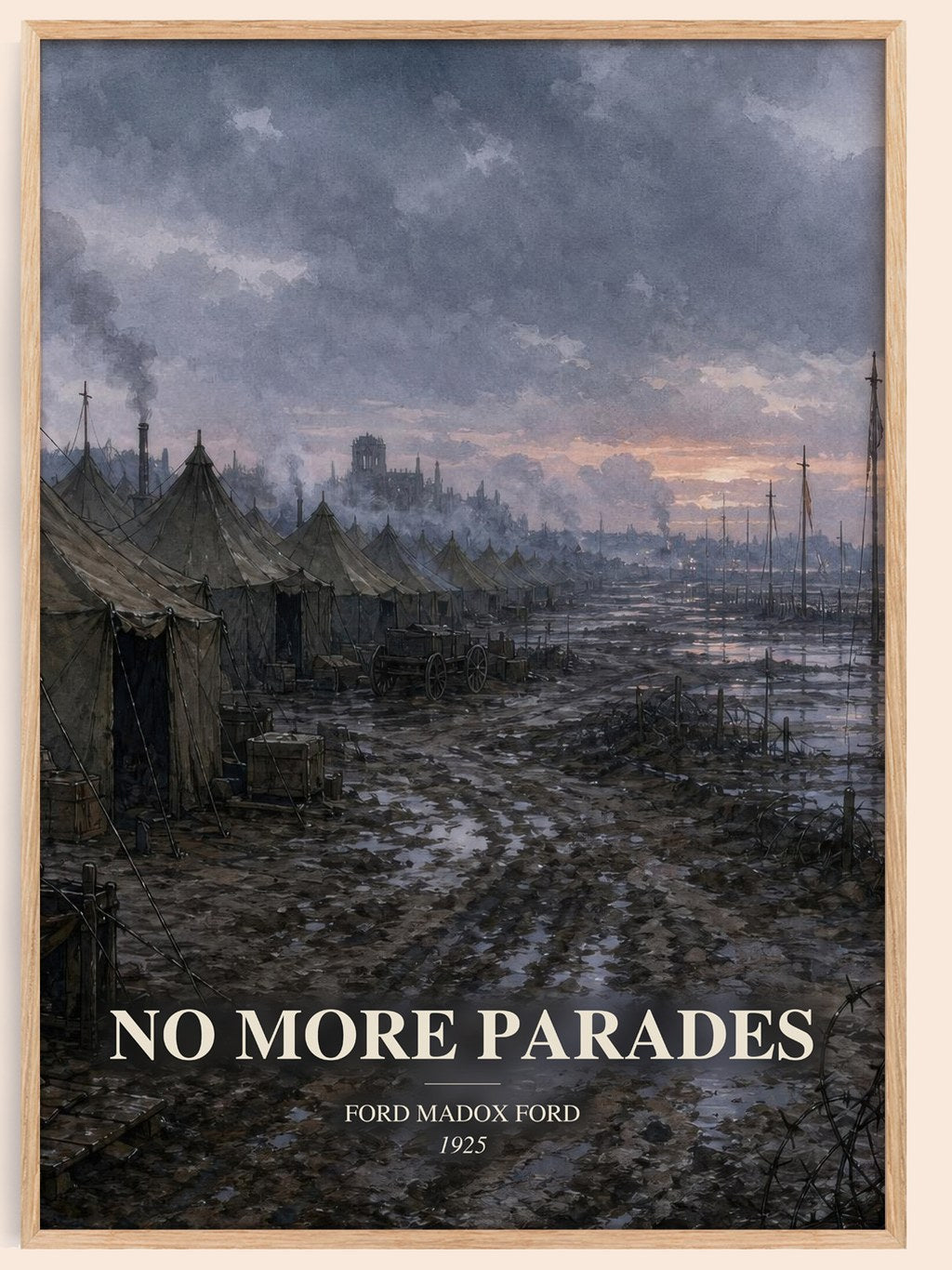 No More Parades watercolour book poster by Ford Madox Ford – framed literary art print
