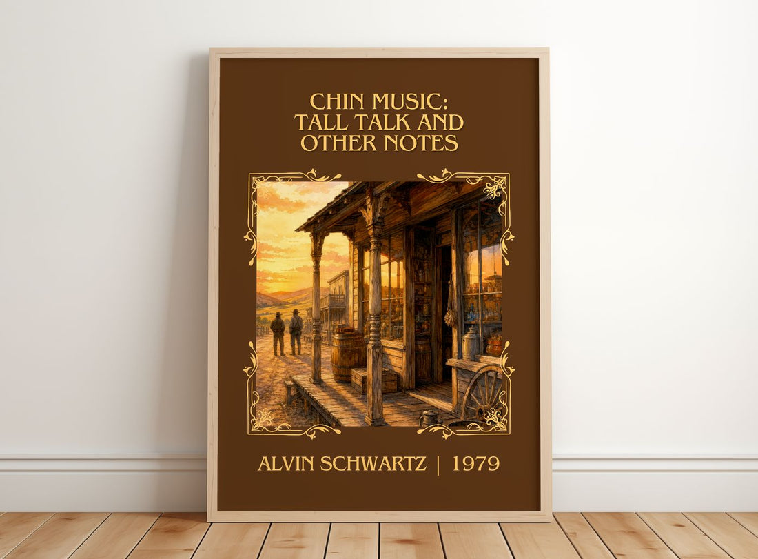 Chin Music: Tall Talk And Other Notes Classic Book Art Print – framed print leaning on a wooden floor