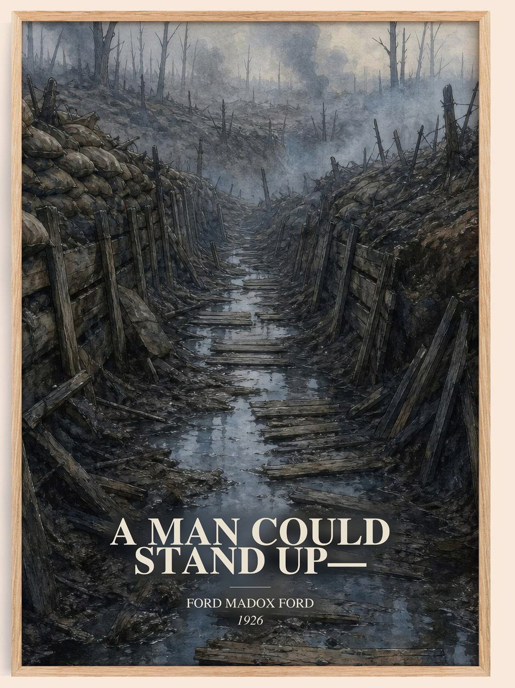 A Man Could Stand Up— watercolour book poster by Ford Madox Ford – framed literary art print