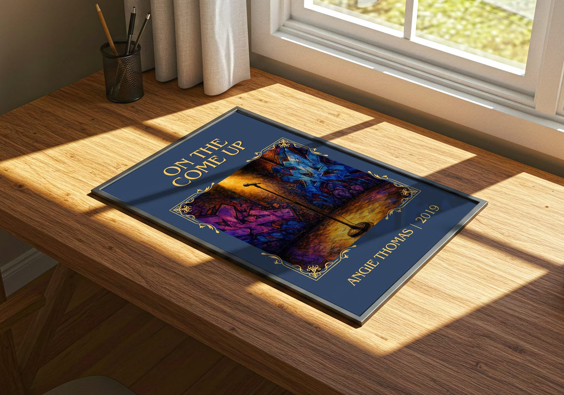 On The Come Up Classic Book Art Print by Angie Thomas – print on a sunlit desk