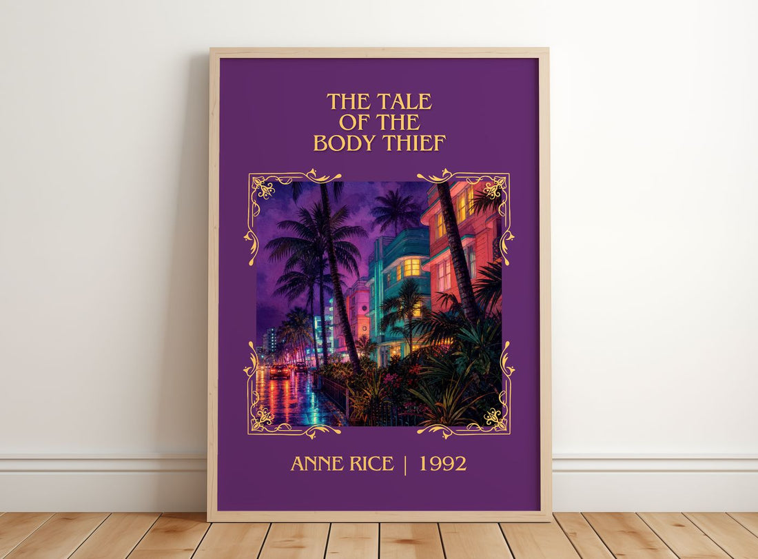 The Tale Of The Body Thief Classic Book Art Print by Anne Rice – framed print leaning on a wooden floor