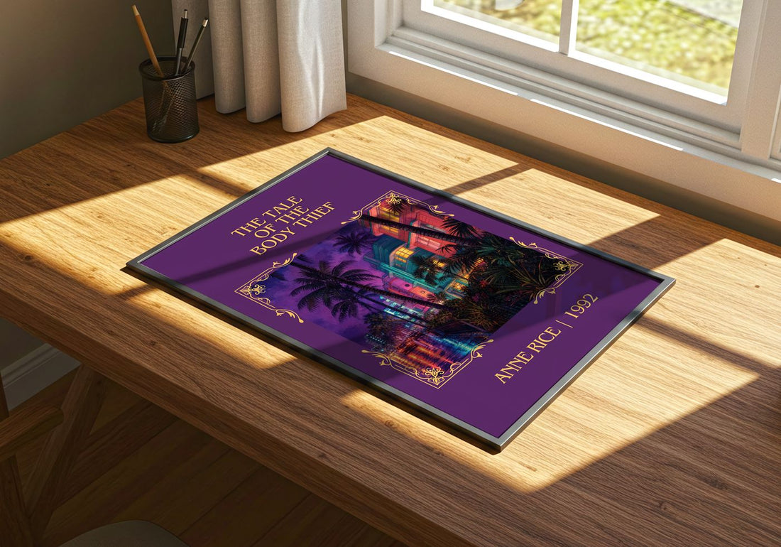 The Tale Of The Body Thief Classic Book Art Print by Anne Rice – print on a sunlit desk