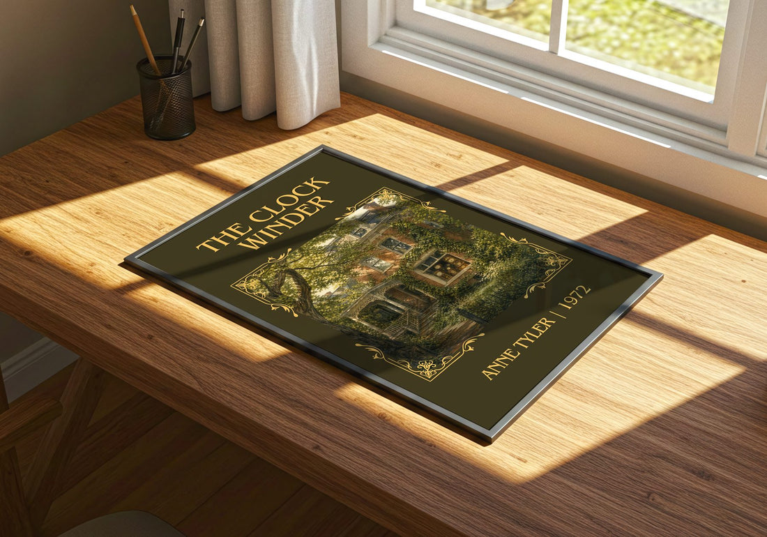 The Clock Winder Classic Book Art Print by Anne Tyler – print on a sunlit desk