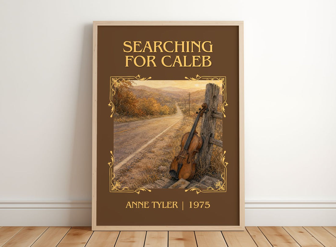 Searching For Caleb Classic Book Art Print by Anne Tyler – framed print leaning on a wooden floor
