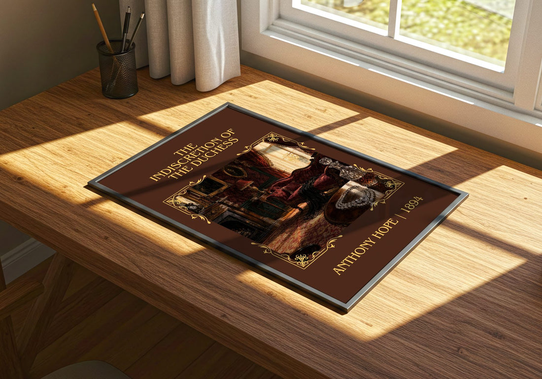 The Indiscretion Of The Duchess Classic Book Art Print by Anthony Hope – print on a sunlit desk