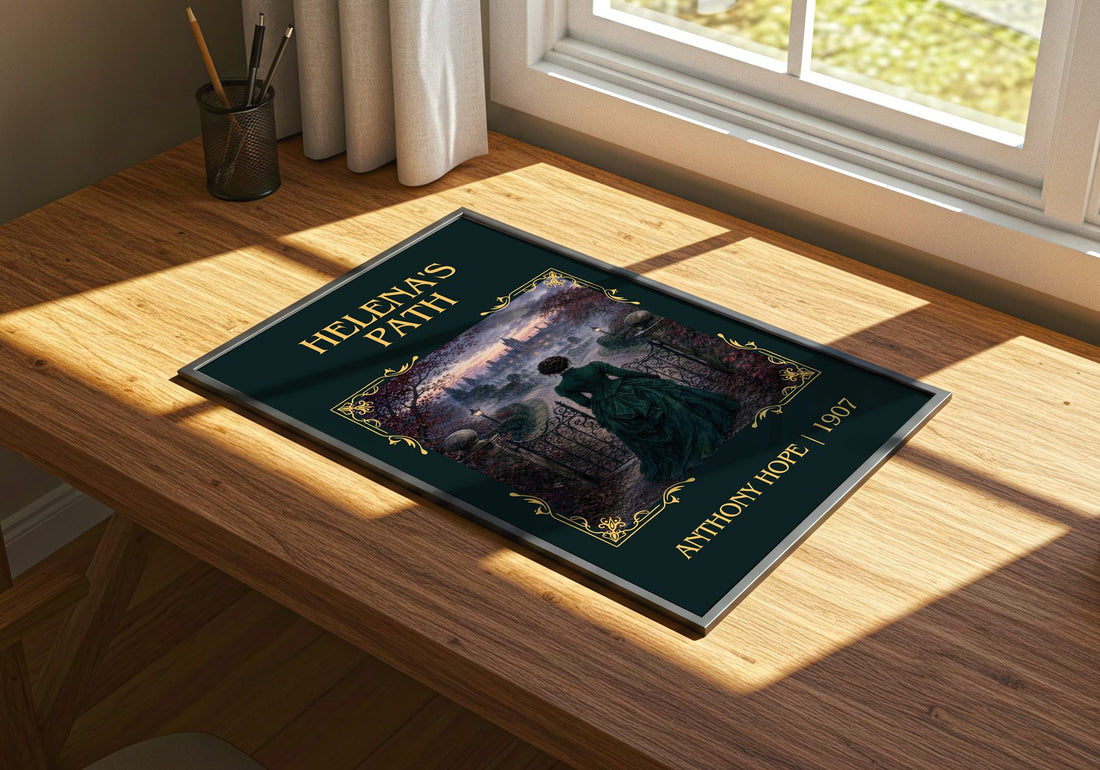 Helena'S Path Classic Book Art Print by Anthony Hope – print on a sunlit desk