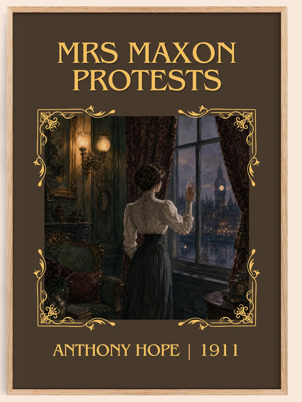 Mrs Maxon Protests Classic Book Art Print by Anthony Hope – book poster