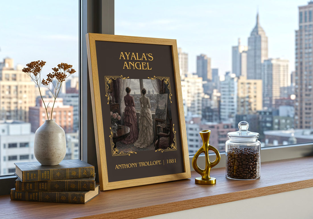 Ayala'S Angel Classic Book Art Print by Anthony Trollope – framed print on a city-view windowsill