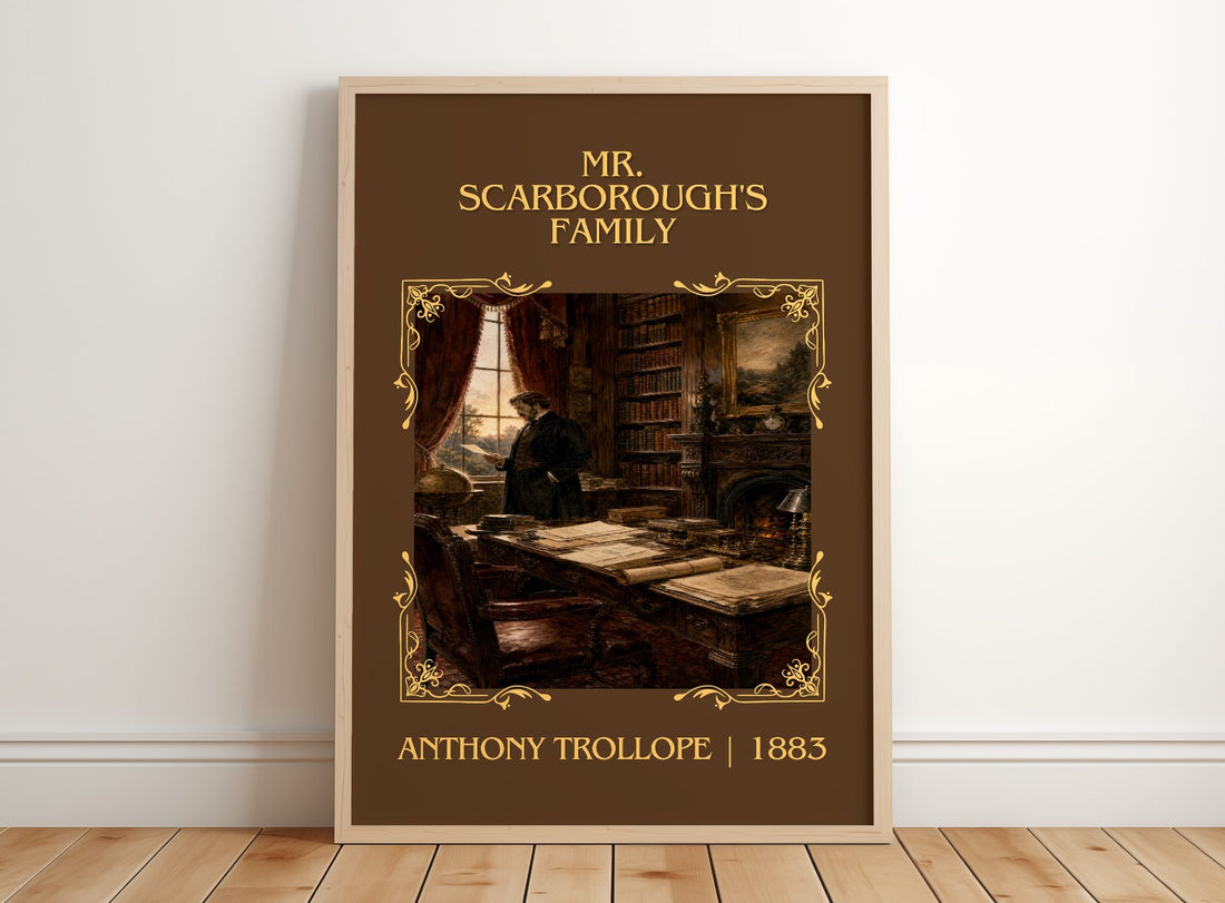 Mr. Scarborough'S Family Classic Book Art Print by Anthony Trollope – framed print leaning on a wooden floor