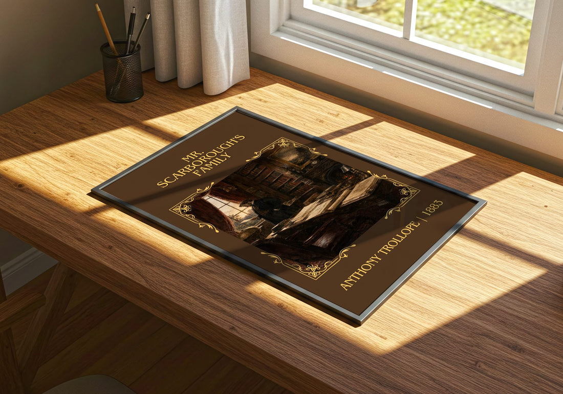 Mr. Scarborough'S Family Classic Book Art Print by Anthony Trollope – print on a sunlit desk