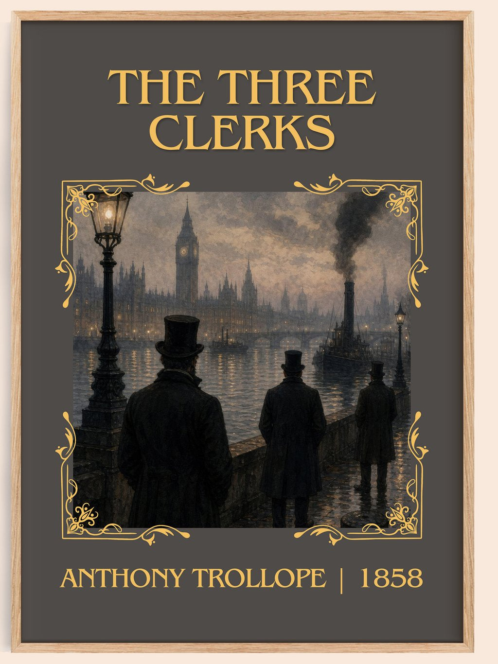 The Three Clerks Classic Book Art Print by Anthony Trollope – book poster