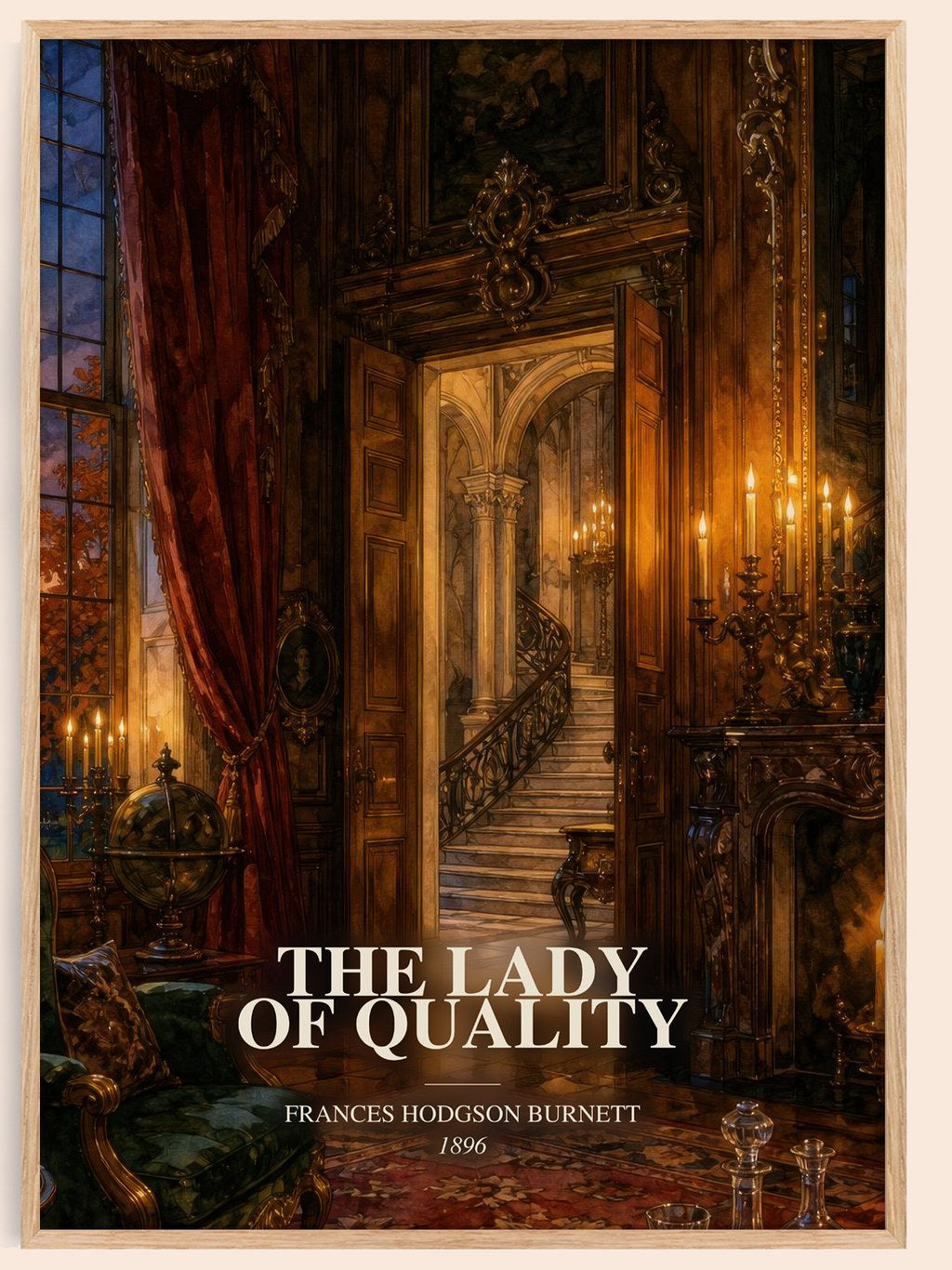 The Lady Of Quality watercolour book poster by Frances Hodgson Burnett – framed literary art print