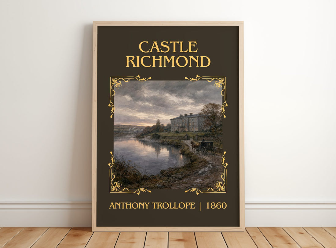Castle Richmond Classic Book Art Print by Anthony Trollope – framed print leaning on a wooden floor