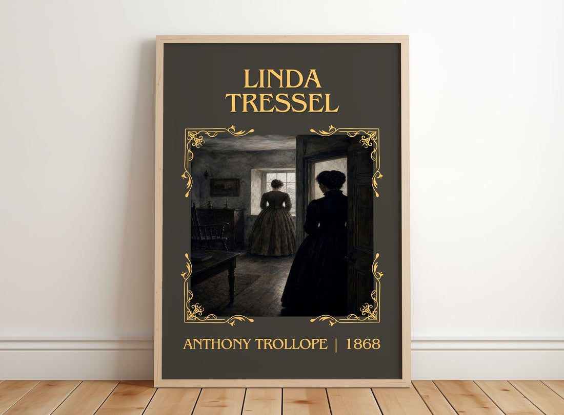 Linda Tressel Classic Book Art Print by Anthony Trollope – framed print leaning on a wooden floor