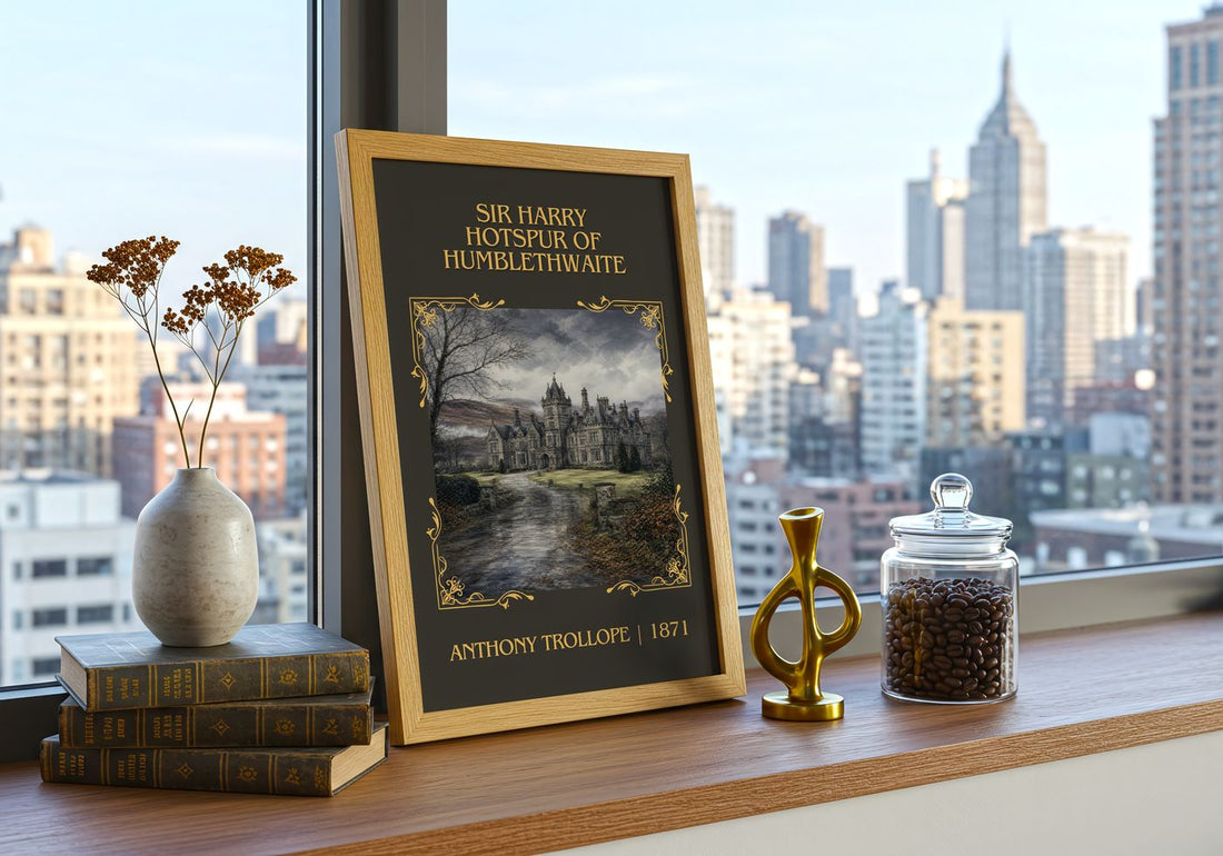 Sir Harry Hotspur Of Humblethwaite Classic Book Art Print – framed print on a city-view windowsill