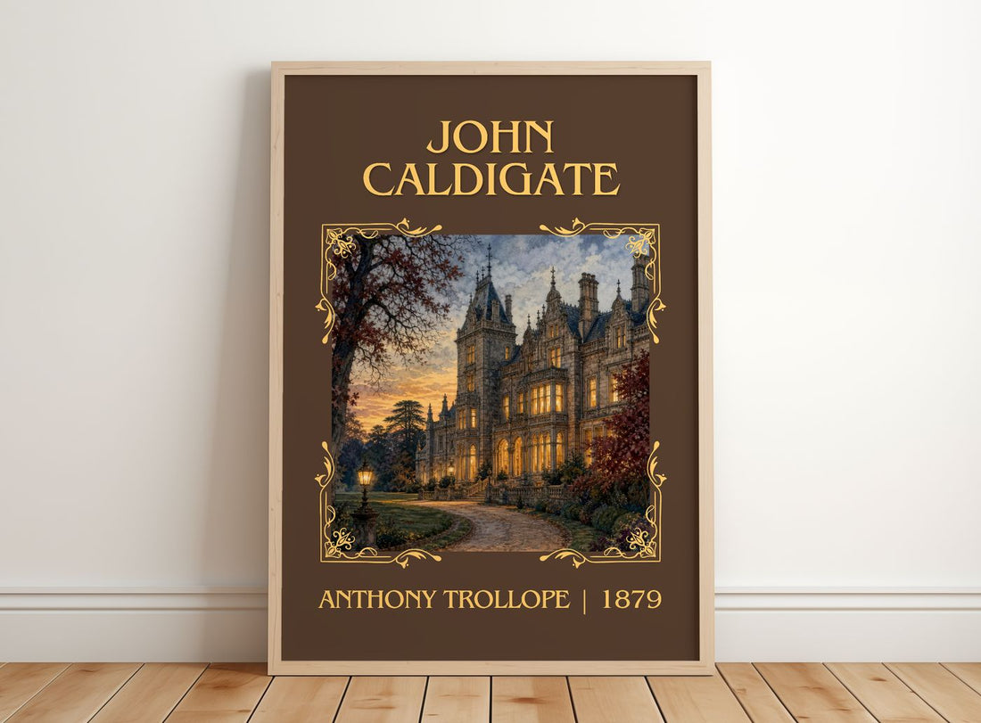 John Caldigate Classic Book Art Print by Anthony Trollope – framed print leaning on a wooden floor