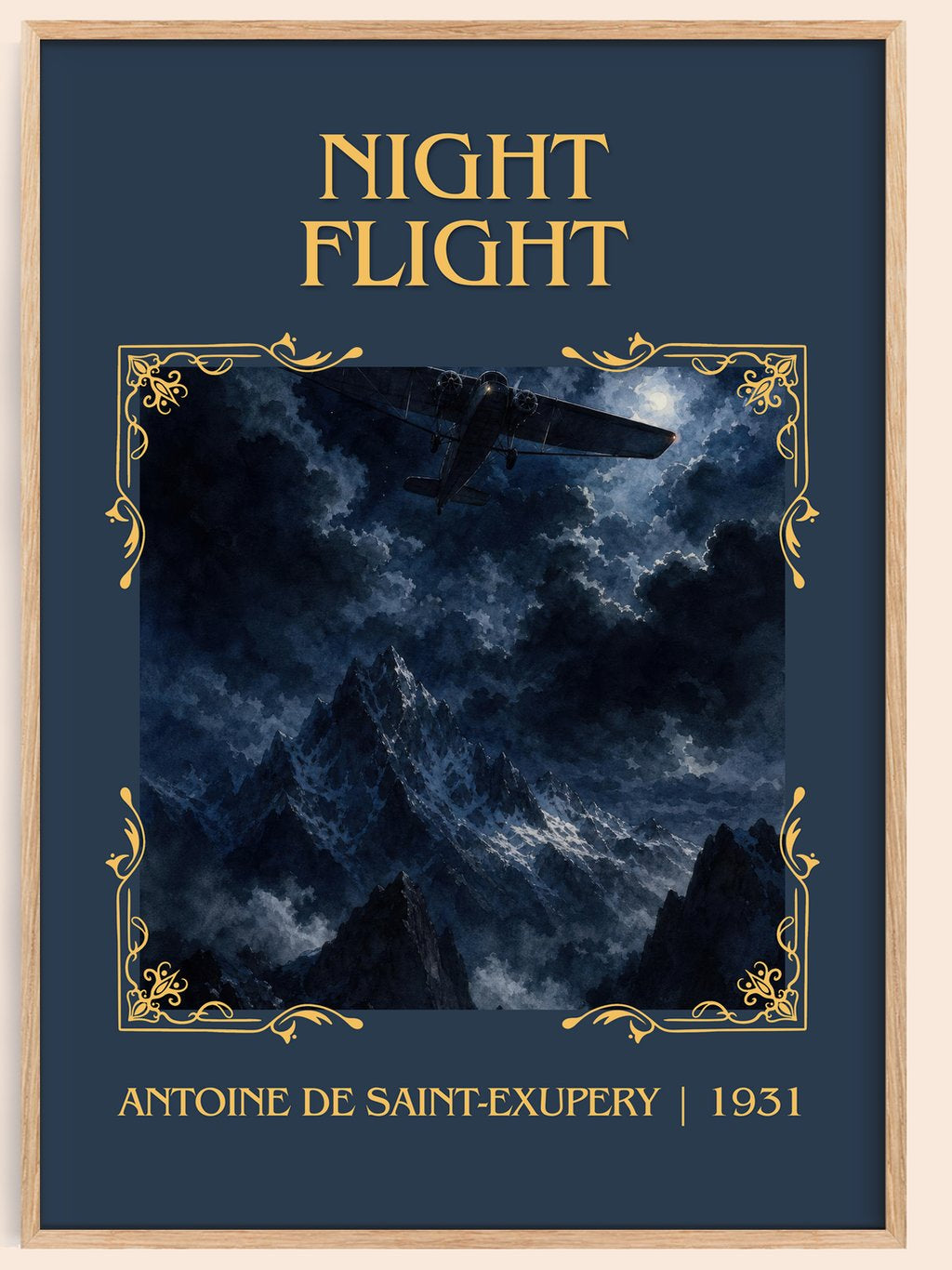 Night Flight Classic Book Art Print by Antoine De Saint-Exupery – book poster
