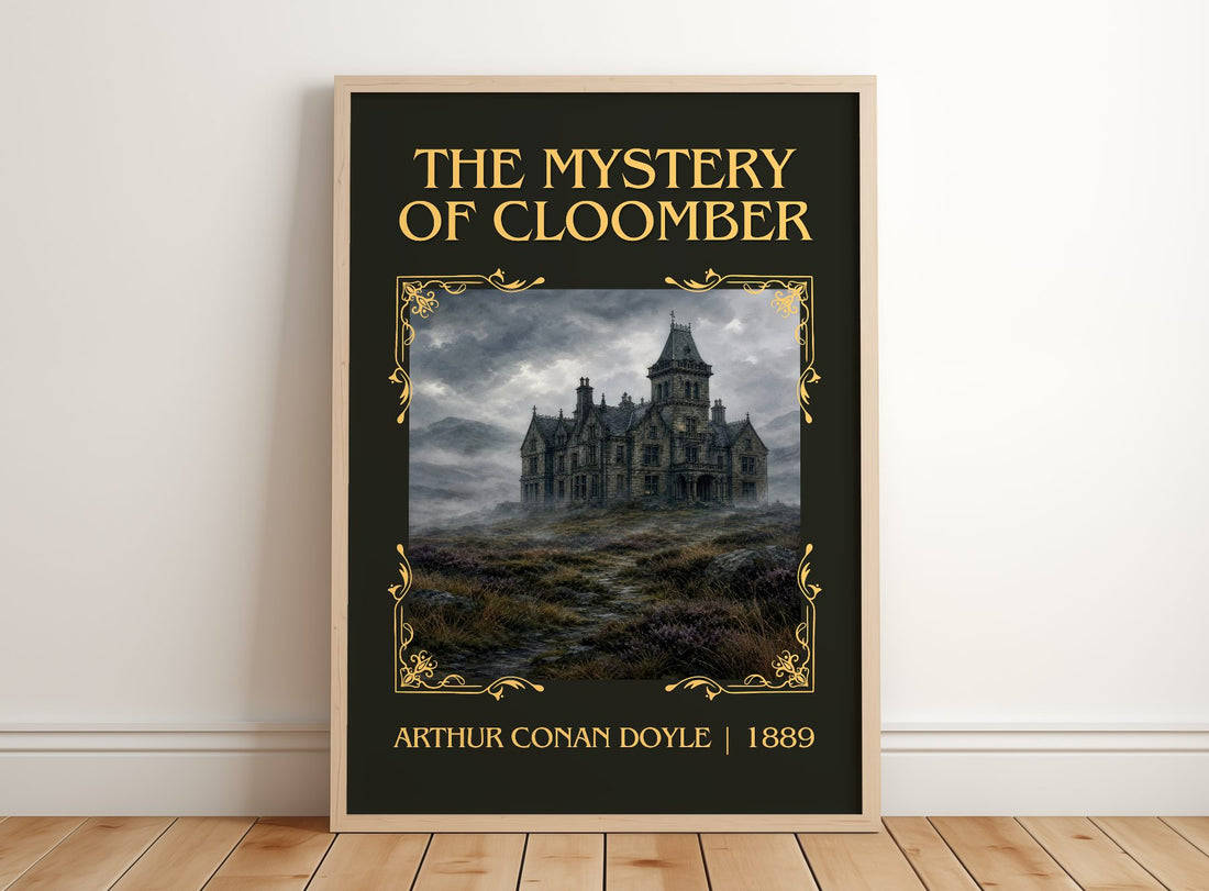 The Mystery Of Cloomber Classic Book Art Print by Arthur Conan Doyle – framed print leaning on a wooden floor