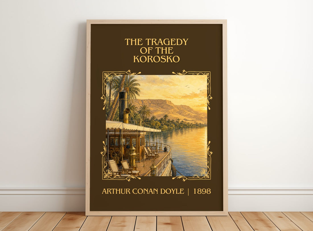 Tragedy Of The Korosko Classic Book Art Print by Arthur Conan Doyle – framed print leaning on a wooden floor