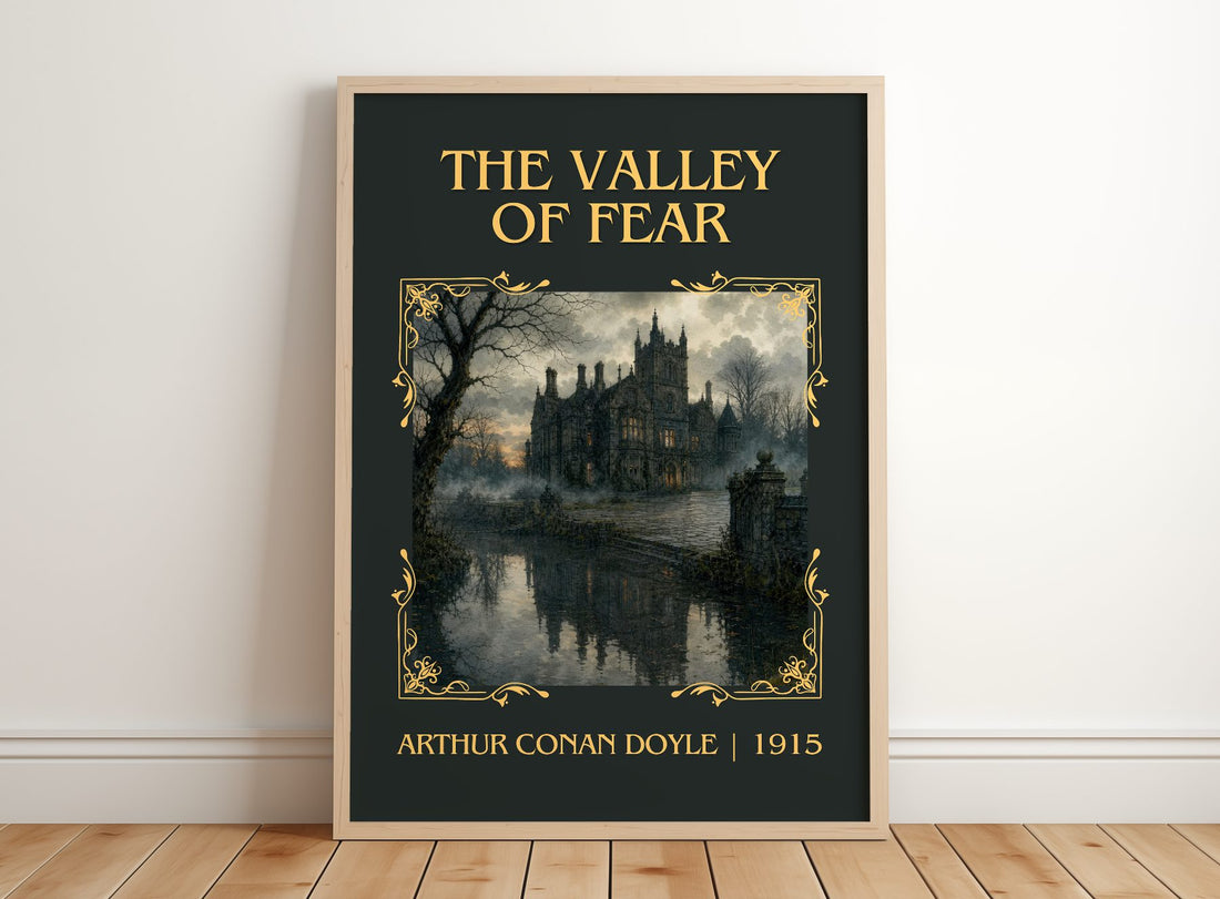 The Valley Of Fear classic book art print in frame leaning in hallway – mystery wall art