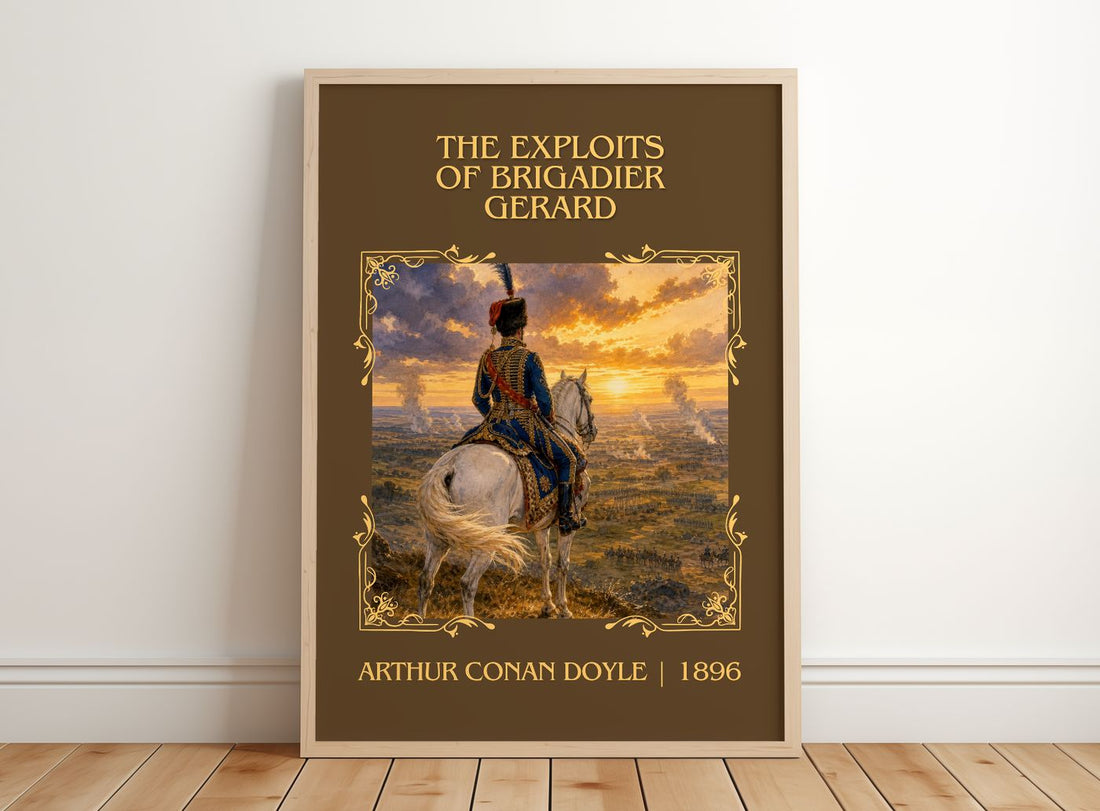 Exploits Of Brigadier Gerard Classic Book Art Print by A. Doyle – framed print leaning on a wooden floor