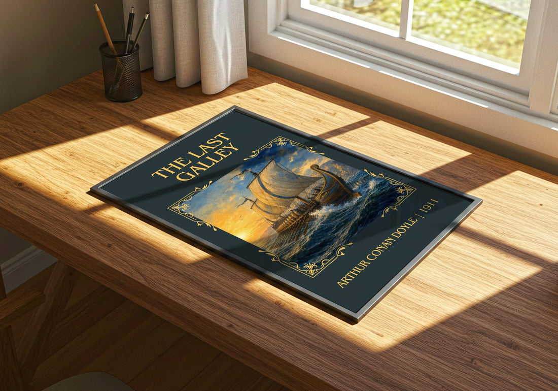The Last Galley Classic Book Art Print by Arthur Conan Doyle – print on a sunlit desk