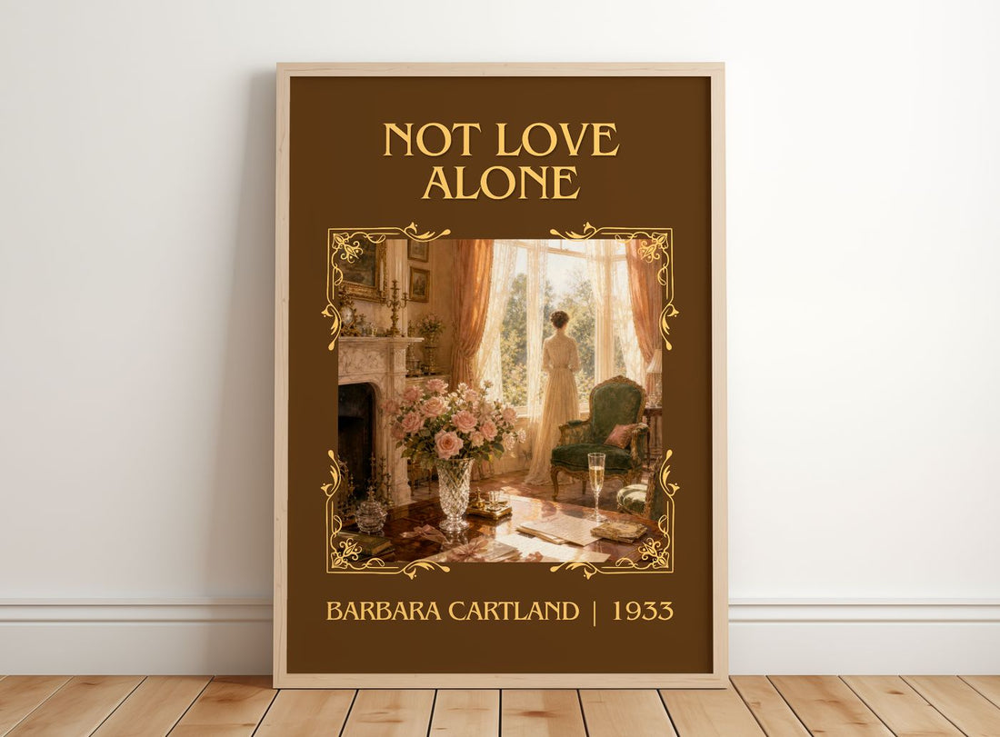 Not Love Alone Classic Book Art Print by Barbara Cartland – framed print leaning on a wooden floor