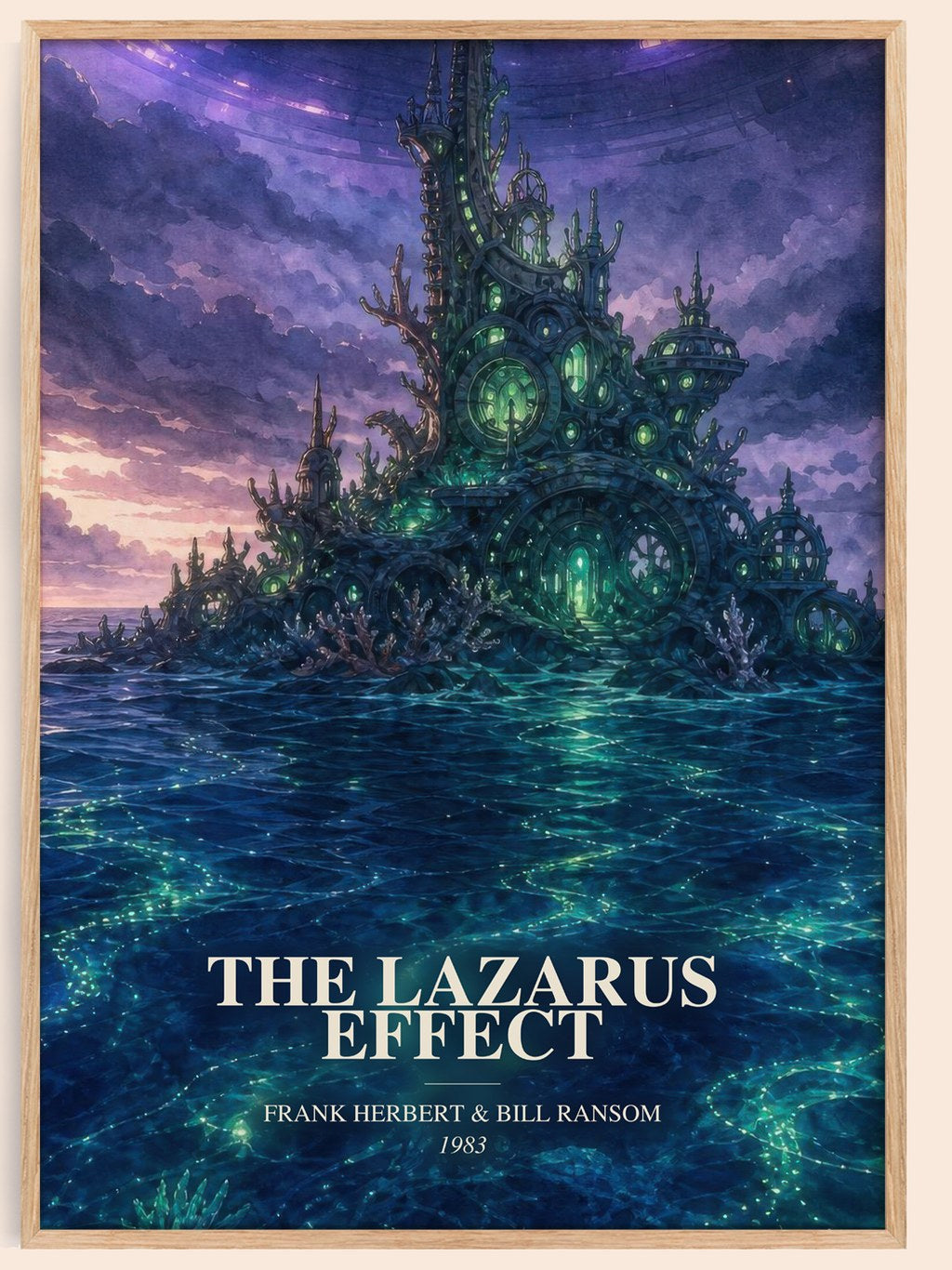 The Lazarus Effect watercolour book poster by Frank Herbert & Bill Ransom – framed literary art print