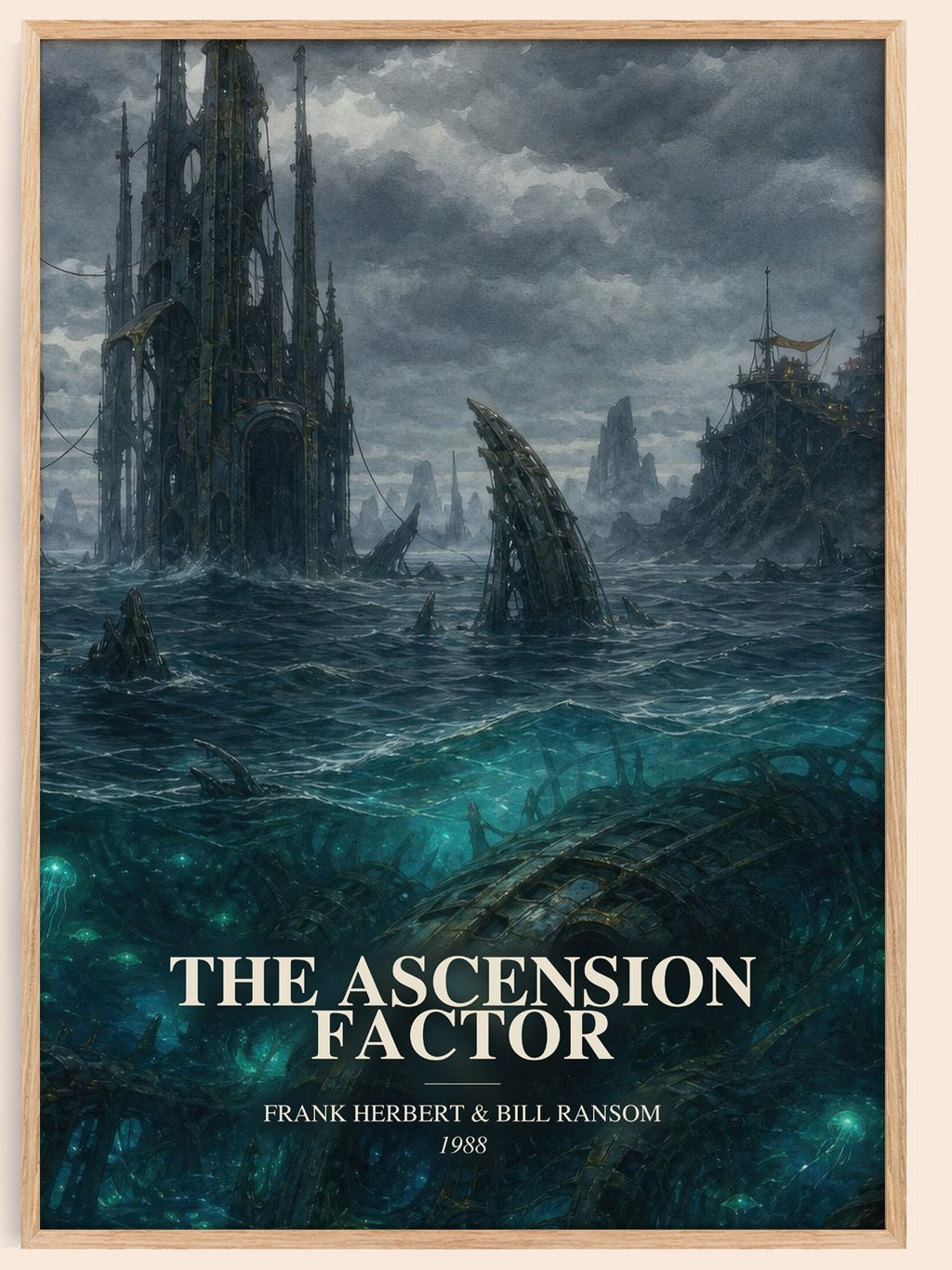 The Ascension Factor watercolour book poster by Frank Herbert & Bill Ransom – framed literary art print