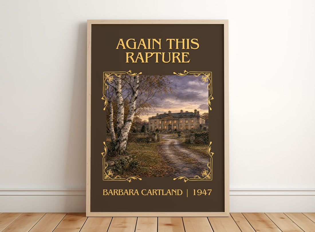 Again This Rapture Classic Book Art Print by Barbara Cartland – framed print leaning on a wooden floor
