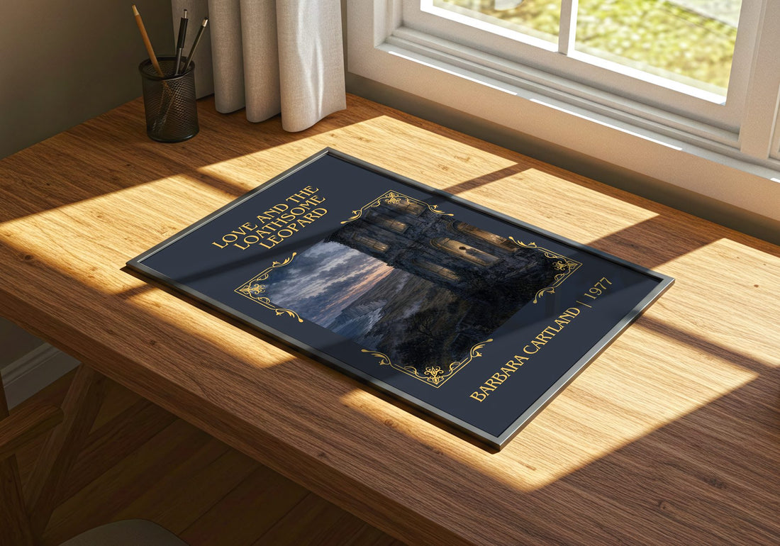 Love And The Loathsome Leopard Classic Book Art Print by B. Cartland – print on a sunlit desk