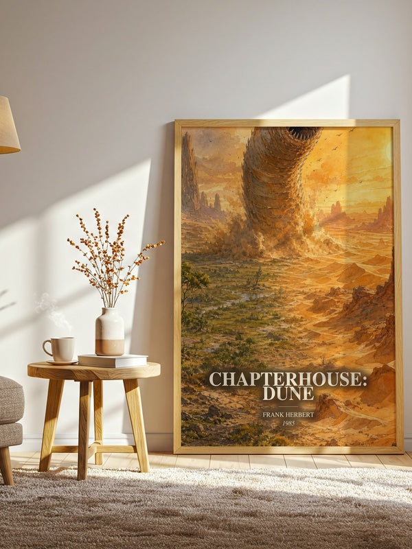Chapterhouse: Dune watercolour print in frame leaning in hallway – sci fi wall art