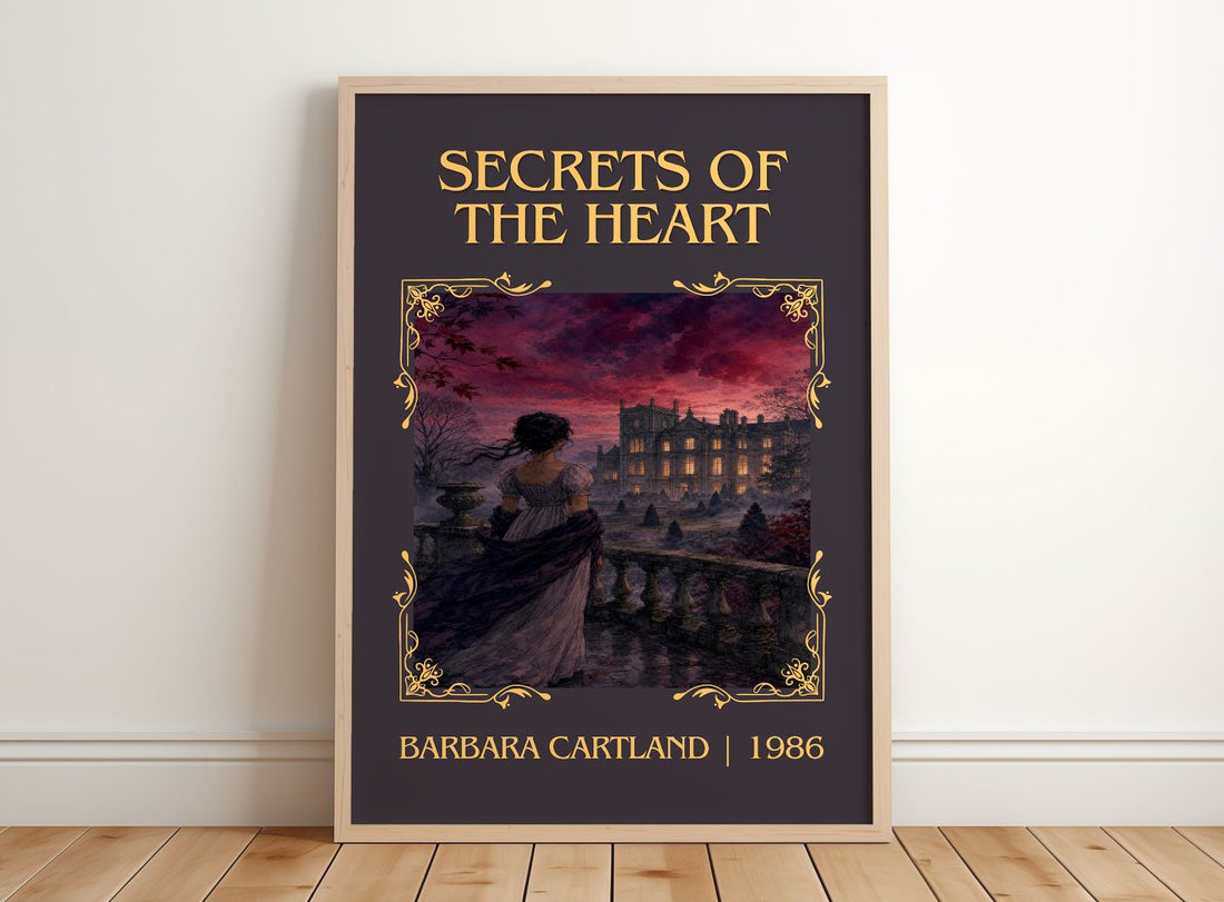 Secrets Of The Heart Classic Book Art Print by Barbara Cartland – framed print leaning on a wooden floor