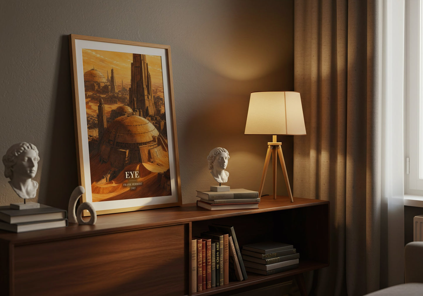Eye watercolour print on bookshelf – Frank Herbert fan gift