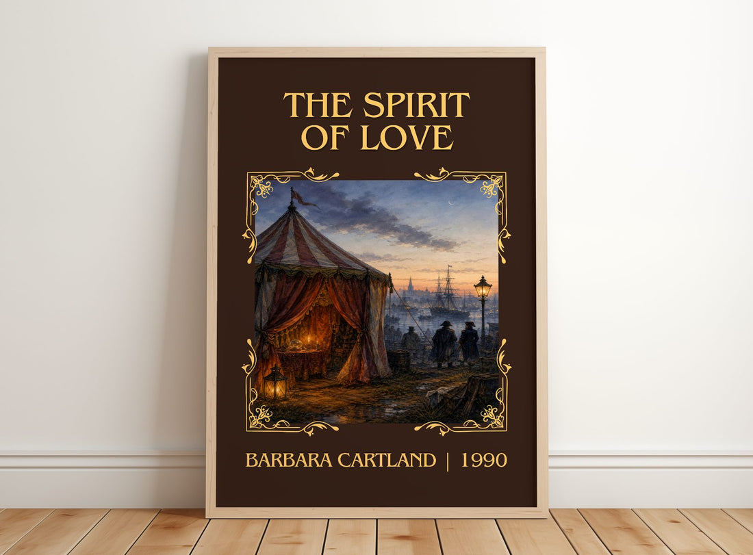 The Spirit Of Love Classic Book Art Print by Barbara Cartland – framed print leaning on a wooden floor