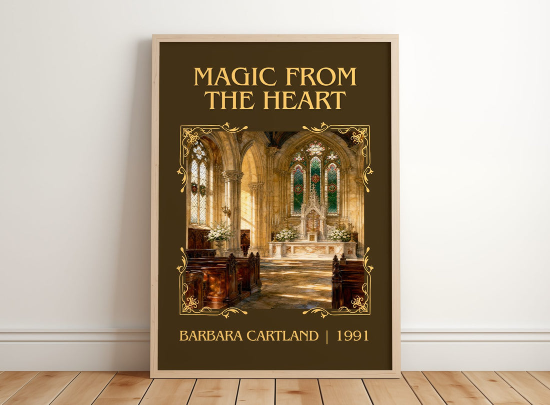 Magic From The Heart Classic Book Art Print by Barbara Cartland – framed print leaning on a wooden floor