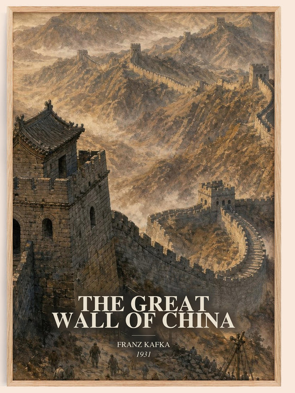 The Great Wall Of China watercolour book poster by Franz Kafka – framed literary art print