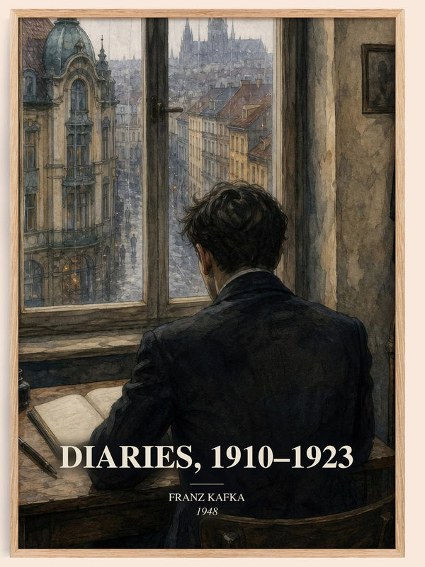 Diaries, 1910–1923 watercolour book poster by Franz Kafka – framed literary art print