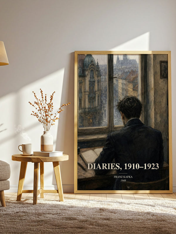 Diaries, 1910–1923 watercolour print in frame leaning in hallway – non fiction wall art