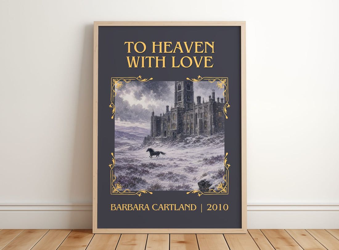 To Heaven With Love Classic Book Art Print by Barbara Cartland – framed print leaning on a wooden floor