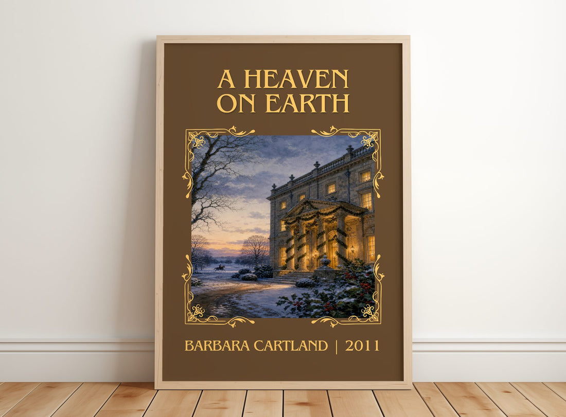 A Heaven On Earth Classic Book Art Print by Barbara Cartland – framed print leaning on a wooden floor