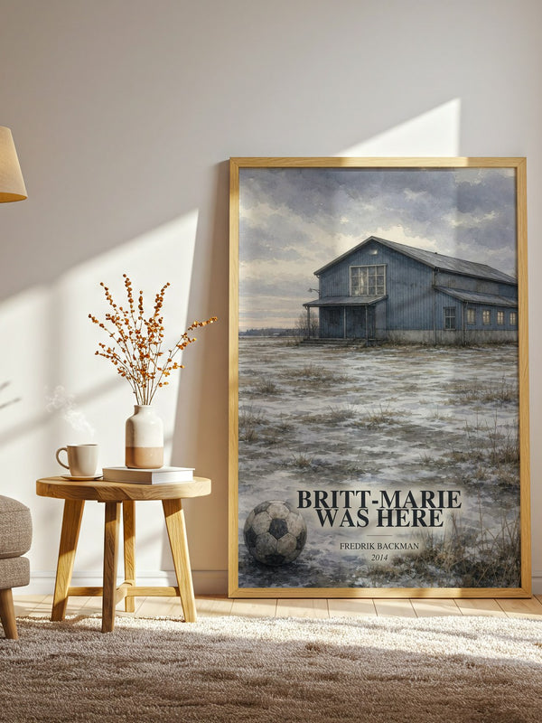 Britt-Marie Was Here watercolour print in frame leaning in hallway – literary fiction wall art
