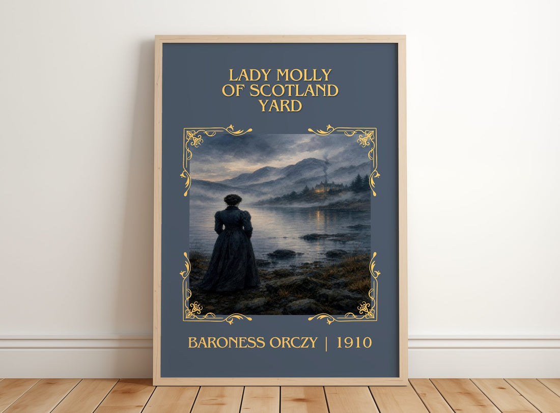 Lady Molly Of Scotland Yard Classic Book Art Print by Baroness Orczy – framed print leaning on a wooden floor