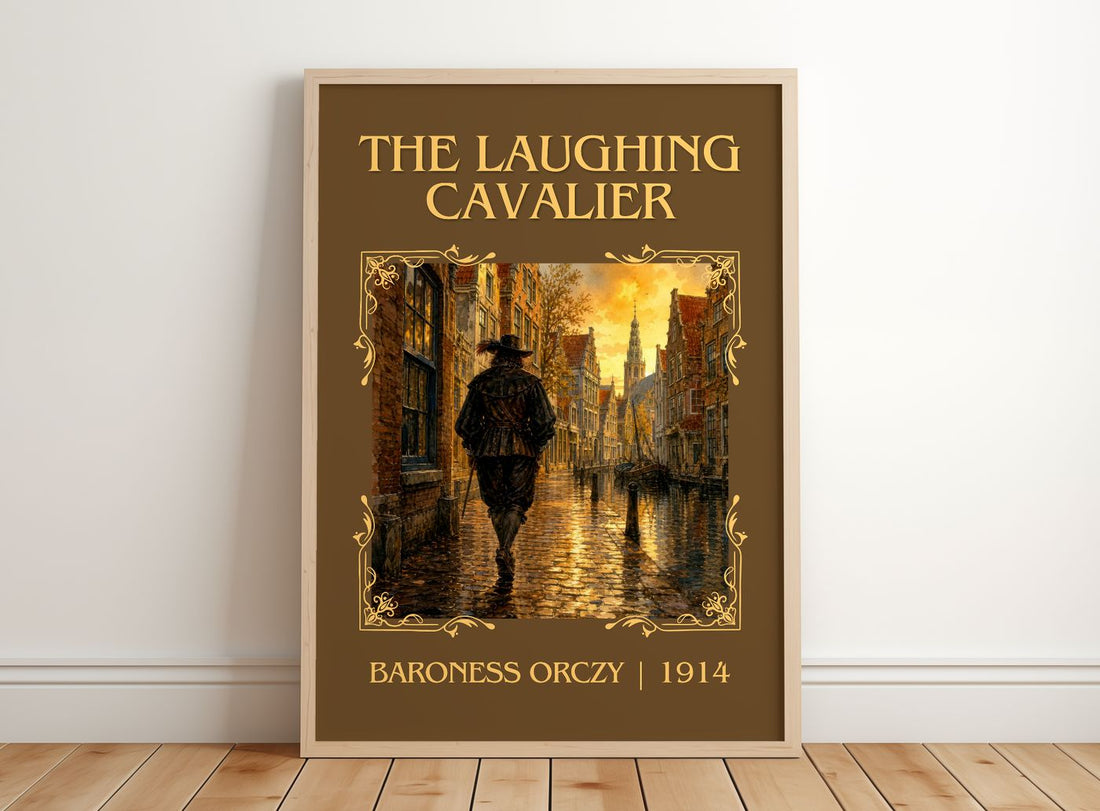 The Laughing Cavalier Classic Book Art Print by Baroness Orczy – framed print leaning on a wooden floor
