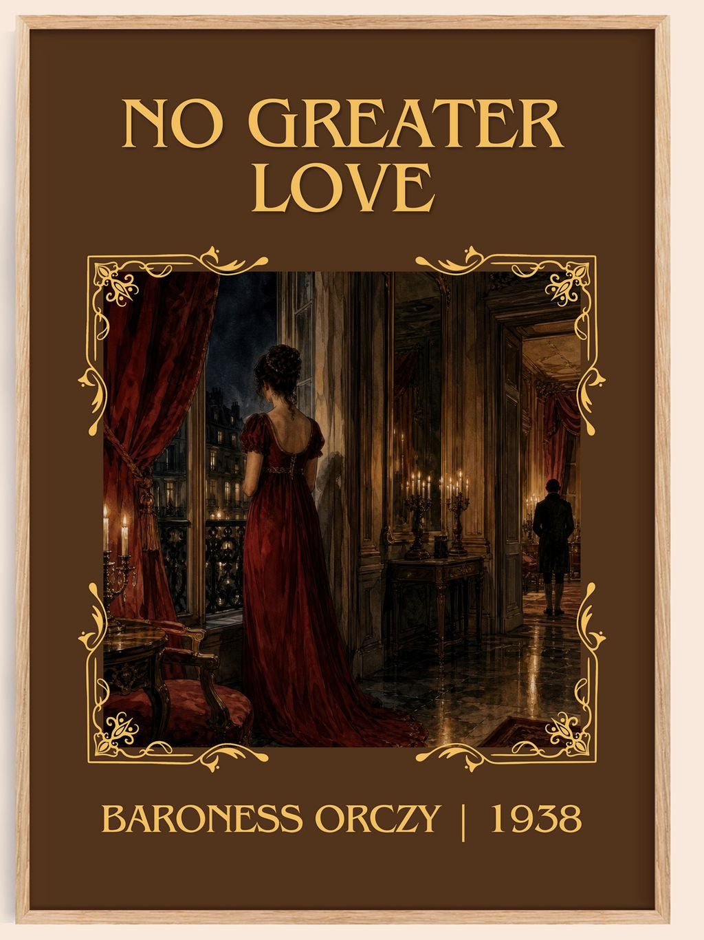 No Greater Love Classic Book Art Print by Baroness Orczy – book poster