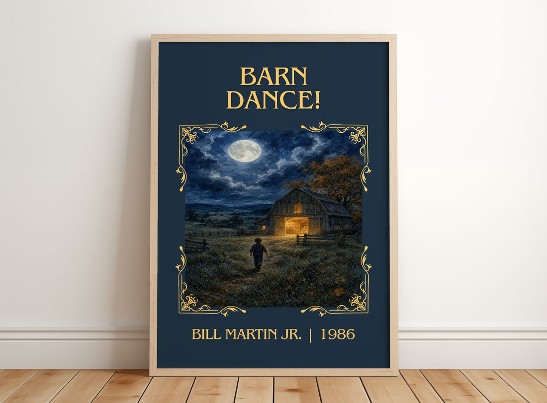 Barn Dance! Classic Book Art Print by Bill Martin Jr. – framed print leaning on a wooden floor
