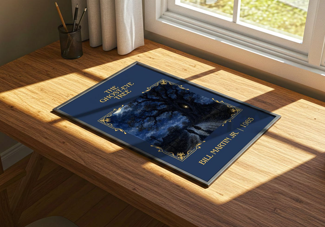 The Ghost-Eye Tree Classic Book Art Print by Bill Martin Jr. – print on a sunlit desk