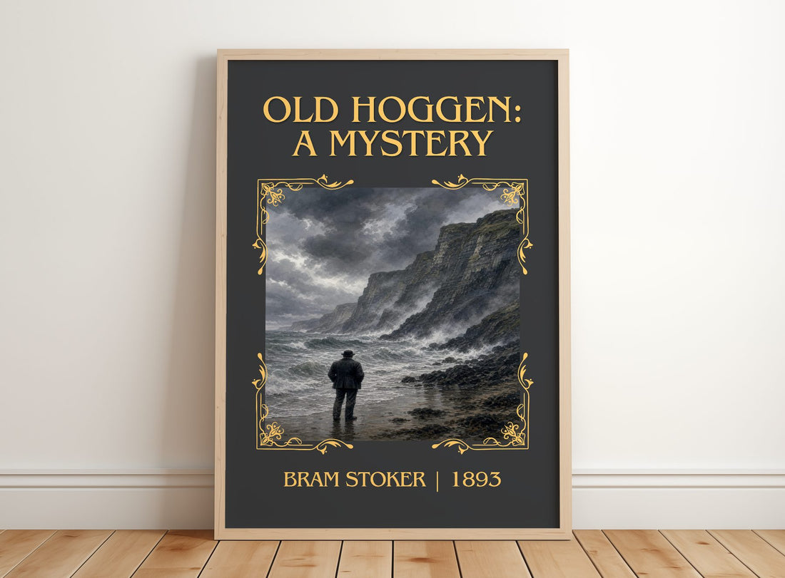 Old Hoggen: A Mystery Classic Book Art Print by Bram Stoker – framed print leaning on a wooden floor