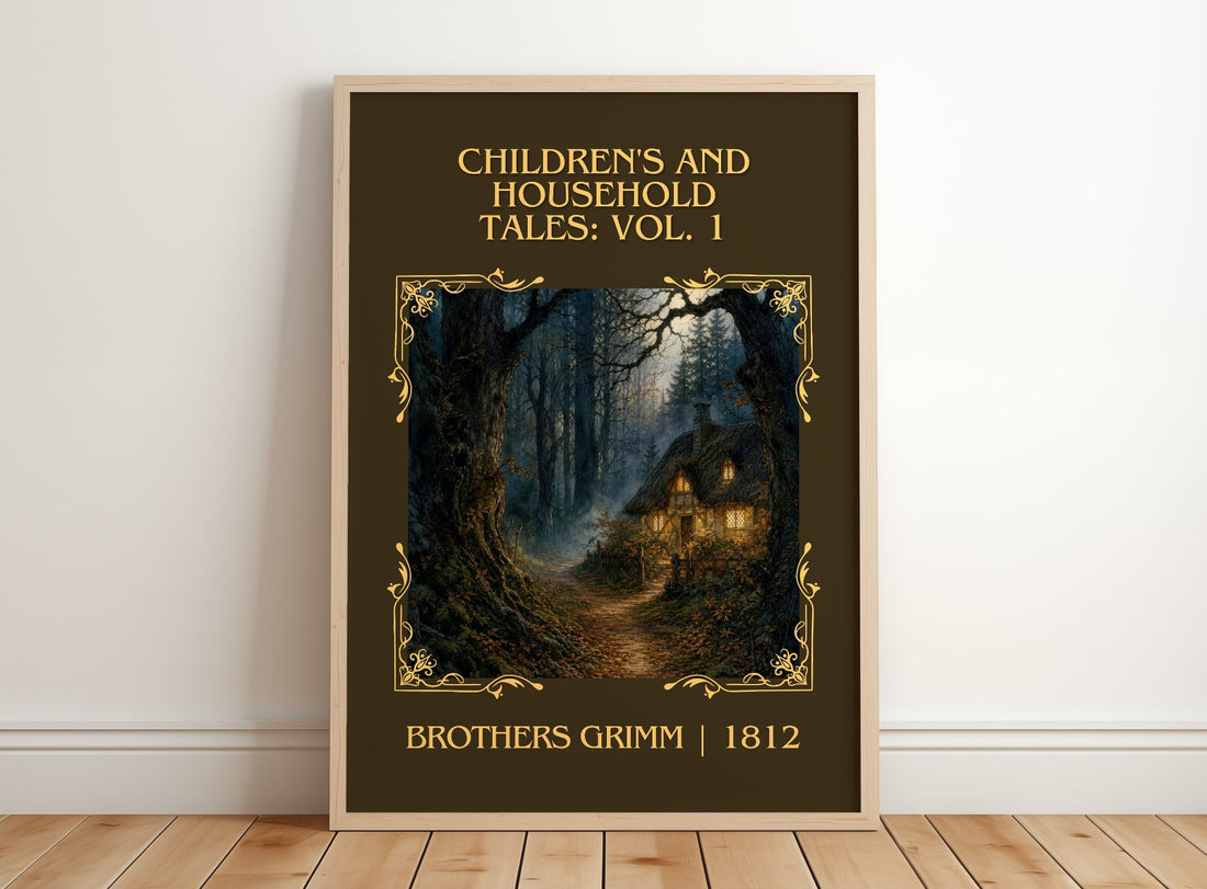 Children'S And Household Tales: Vol. 1 Classic Book Art Print – framed print leaning on a wooden floor